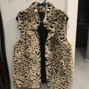 Animal print fur vest